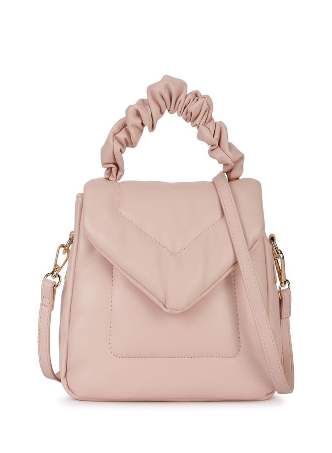 Fastrack Ruched Handle Satchel Bag for Women | Faux Leather Handbag with Dual Compartments, Organiser Pockets and Structured Silhouette | Stylish Day-to-Night Bag for Office and Weekend Outings - Image 1